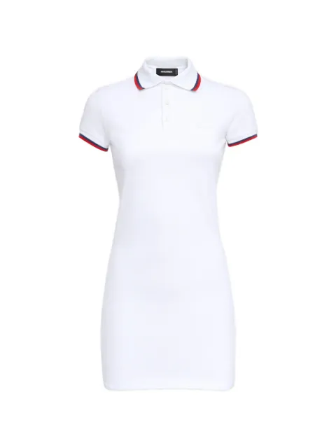 DSQUARED2 contrast-trim polo-collar cotton mini dress White S72CV0532S22743