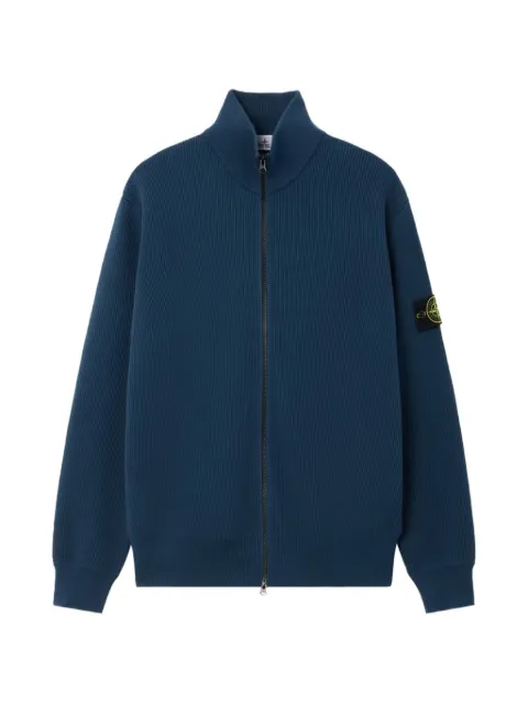 Stone Island logo-patch ribbed-knit zip-fastening cardigan Blue L2S155100126S00D8