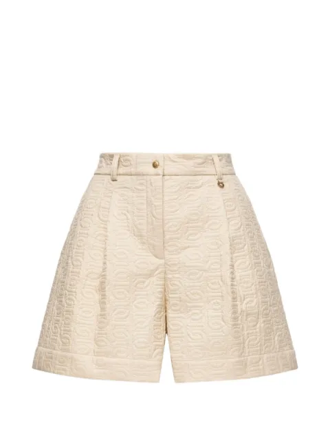 Moncler logo-jacquard pleated shorts Neutrals L20932B00003597YF