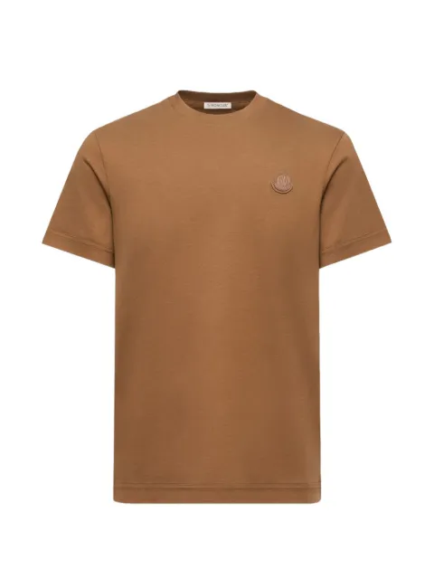 Moncler logo-patch T-shirt Brown L20918C000438390T