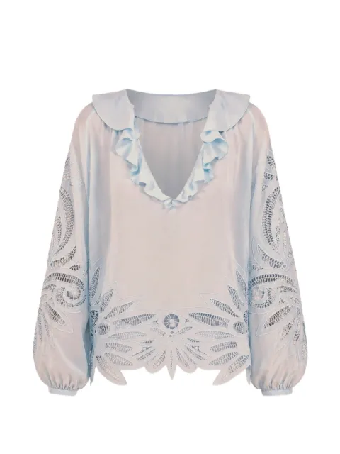 Ulla Johnson Adonis silk appliqué blouse Blue SP260217