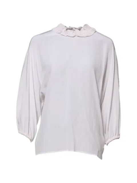 Dolce & Gabbana ruffle-trim silk blouse White F79FGTFU1AT