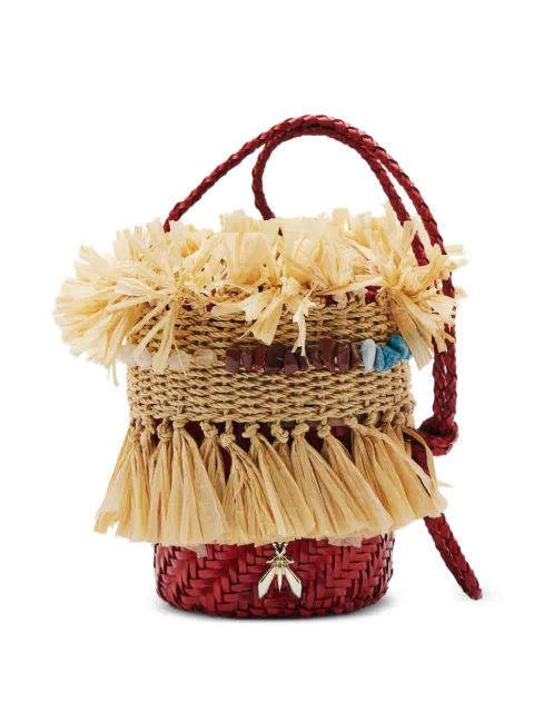 Patrizia Pepe Extra-Vacanza raffia-fringe bucket bag Neutrals 2B0170V053