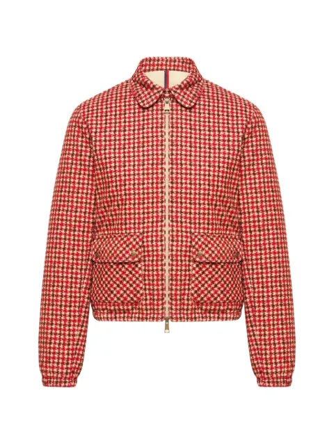 Moncler Lanset houndstooth-pattern zip-up jacket Red L20931A00019599PL