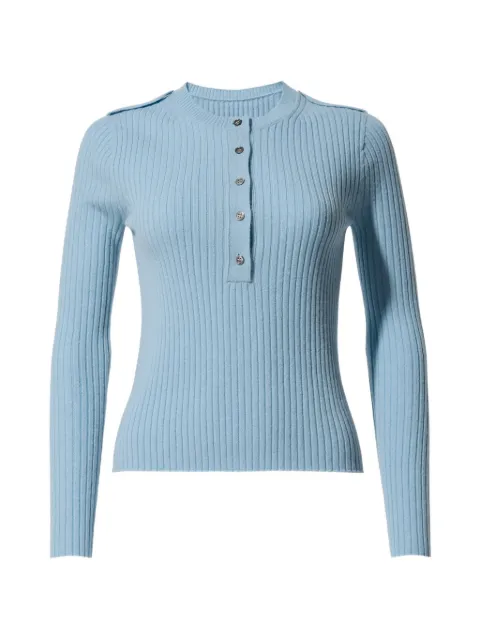 Perfect Moment ribbed Henley wool & cashmere top Blue W3001370