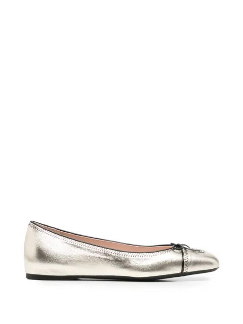 Valentino Garavani VLogo leather ballet flats Gold 9W2S0QA8TME