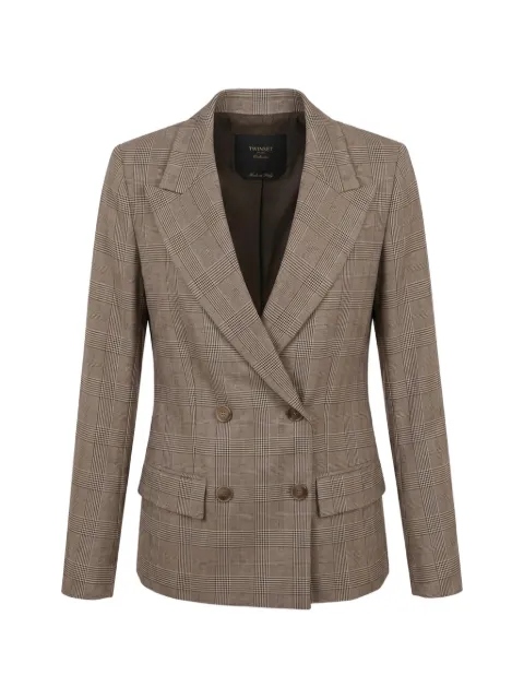 TWINSET double-breasted checked blazer Neutrals 262TP2805