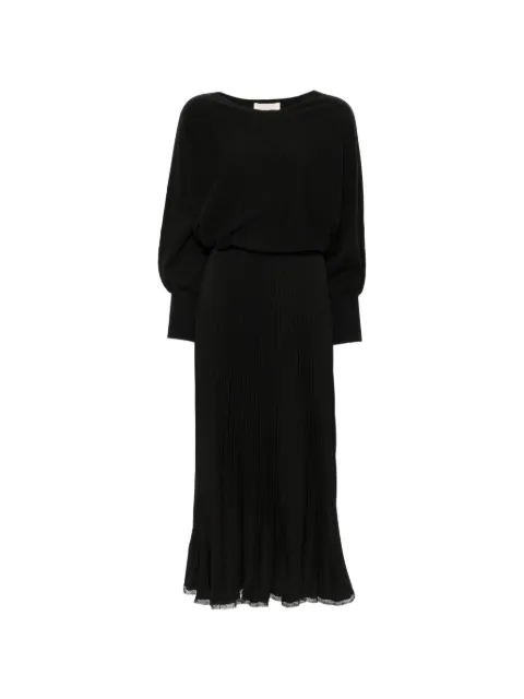 TWINSET pleated lace-trim midi dress Black 262TP3250