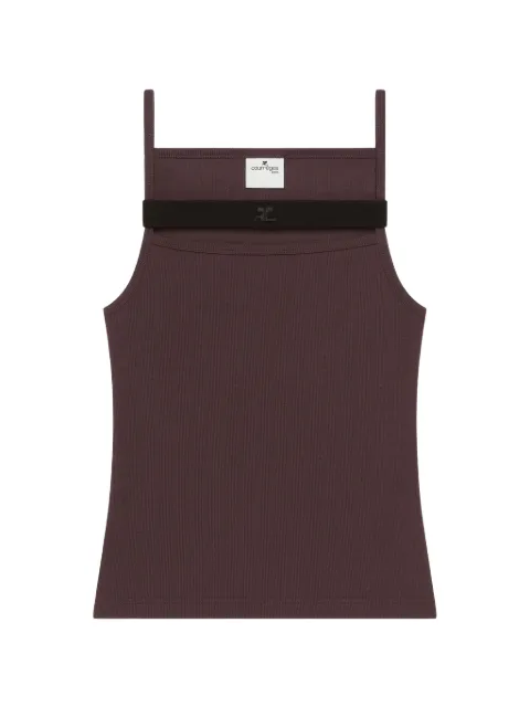 Courrèges ribbed-knit strap-detail tank top Purple 326JDE175JS0194