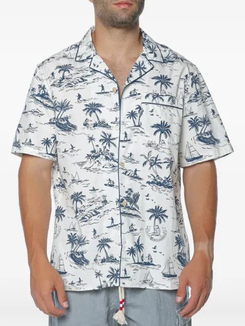 MC2 Saint Barth Kalea Piping detail surfer-print shirt White KALE004