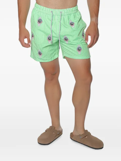 MC2 Saint Barth Gustavia embroidery striped swim shorts Green GUS000700993L