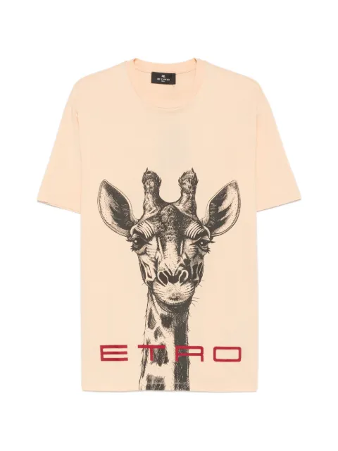 ETRO giraffe-print logo-print T-shirt Neutrals WRMA0007AK1BI