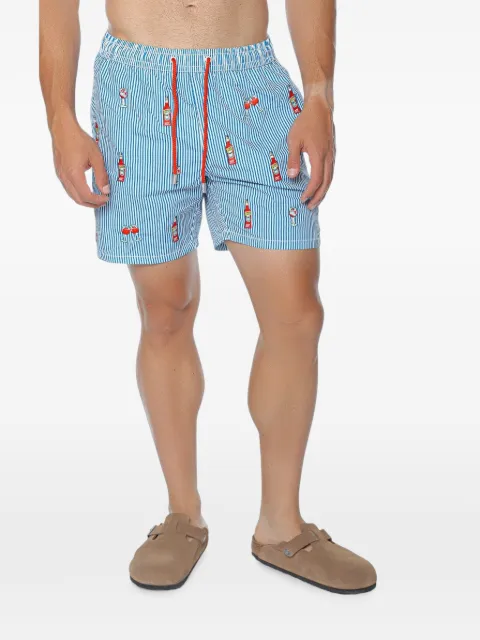 MC2 Saint Barth Gustavia embroidered striped swim shorts Blue GUS0007