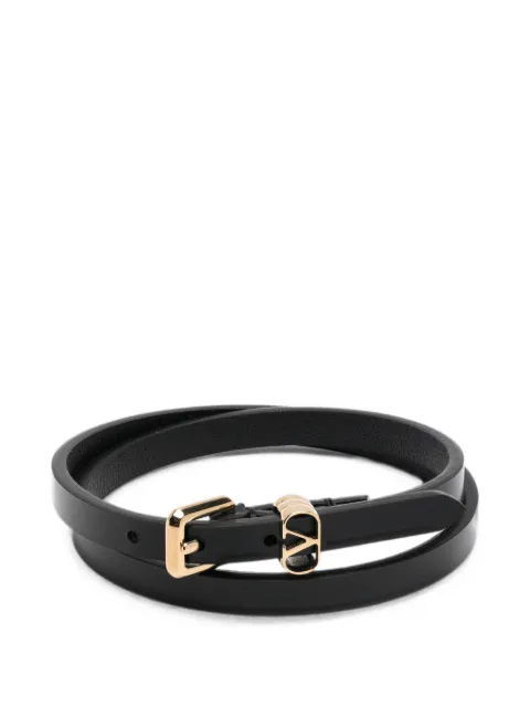 Valentino Garavani VLogo Signature leather bracelet Black WJ0CE6LYK