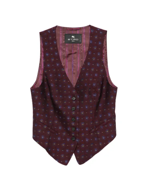 ETRO geometric-pattern V-neck waistcoat Brown WRDA000699TJB1G