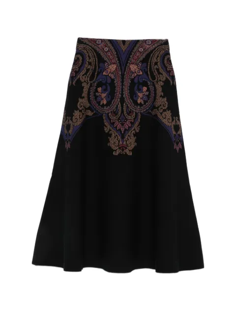 ETRO paisley-pattern A-line midi skirt Black WRKB0026AQ12M