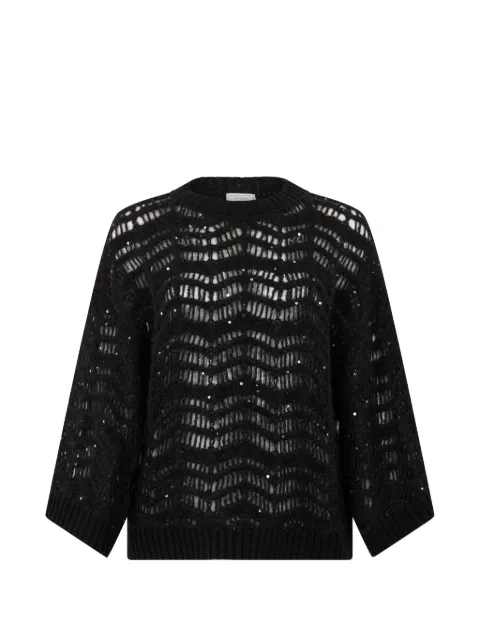 Peserico sequin-embellished open-knit sweater Black A99215F03E9243