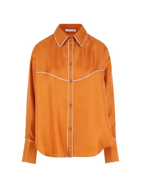 Raquel Diniz piping-detail silk shirt Orange A003021NUS002000000813