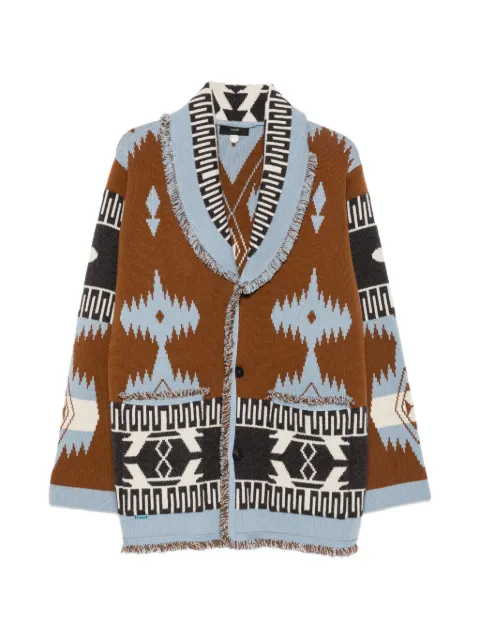 Alanui fringe-trimmed cardigan Brown LMHB038E26KNI0016442