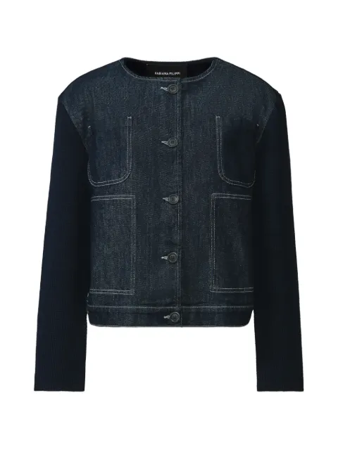 Fabiana Filippi panelled contrast-stitch denim jacket Blue GCD216F160M3580000