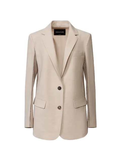 Fabiana Filippi beaded-trim single-breasted blazer Neutrals GCD216F168M2760000
