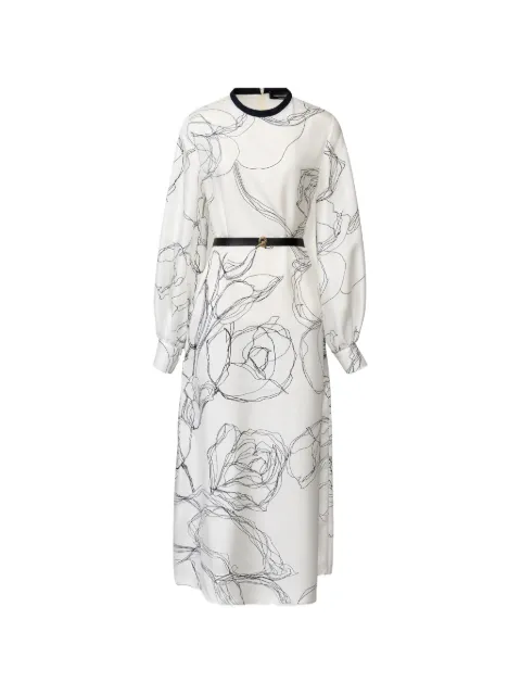 Fabiana Filippi floral-print belted midi dress White ABD216F140M3480000