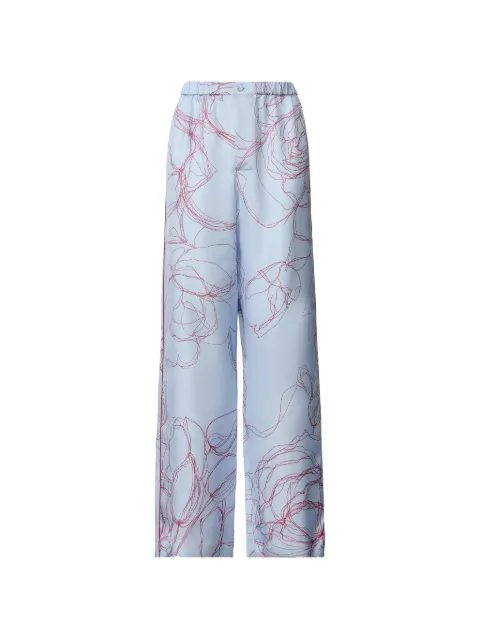 Fabiana Filippi floral-print silk-satin trousers Blue PAD216F315M3030000