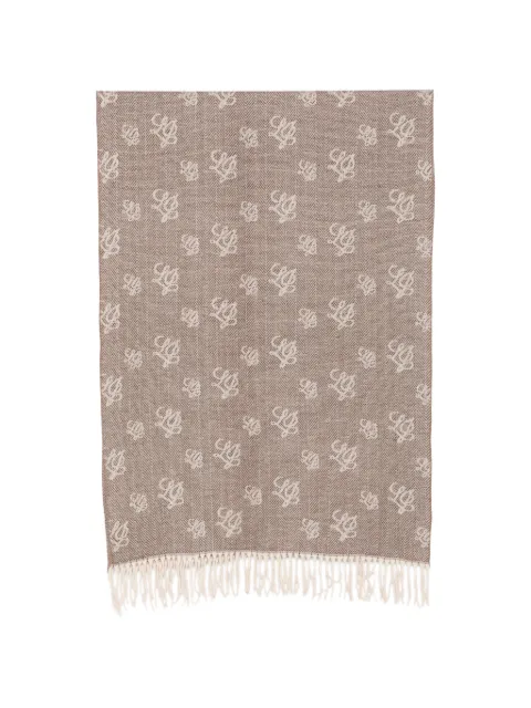 LIU JO herringbone-pattern monogram-print scarf Brown 2F6034T0300