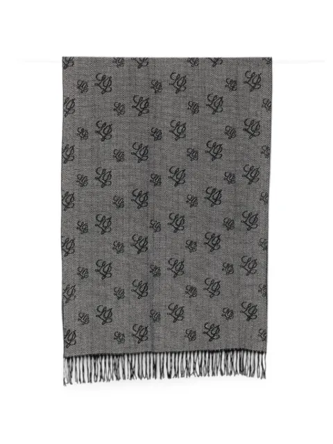LIU JO monogram-pattern herringbone-weave scarf Grey 2F6034T0300