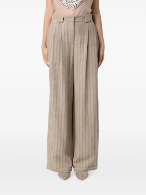 Emporio Armani stripe-print high-waisted palazzo pants Neutrals EW005525TE21467