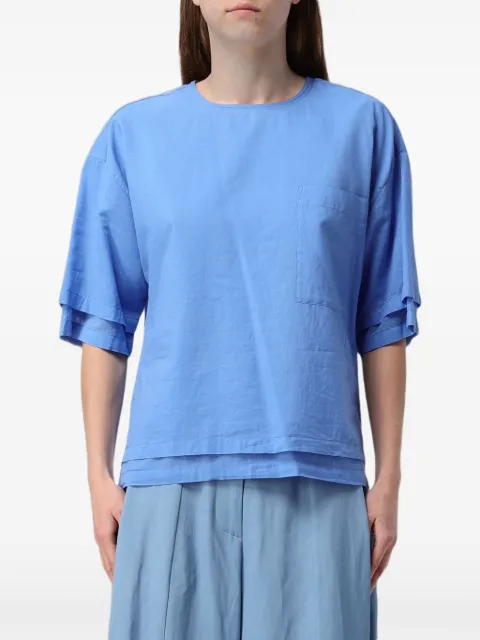 Tela drop-shoulder short-sleeve blouse Blue 05420542