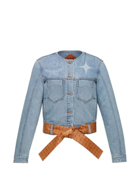 MCM logo-print tie-waist denim jacket Blue MFJGSMM051H042