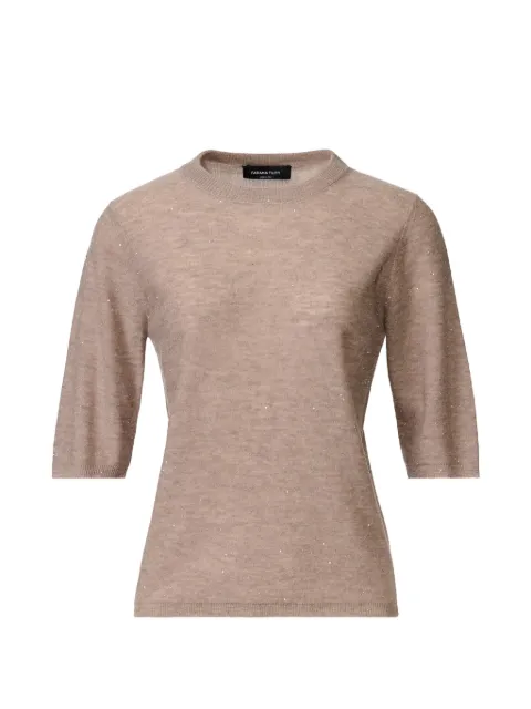 Fabiana Filippi sequin-embellished short-sleeve sweater Neutrals MAD216F092D7220000