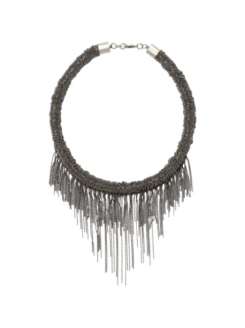 Fabiana Filippi beaded fringe necklace Grey BXD216A867M5250000