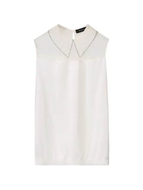 Fabiana Filippi lace-collar mesh-yoke blouse White MAD216F008