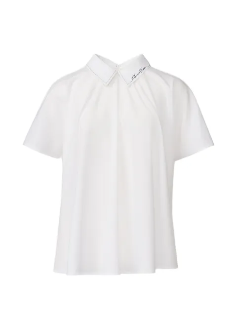 Fabiana Filippi logo-embroidered pleated blouse White JED216F116M3340000