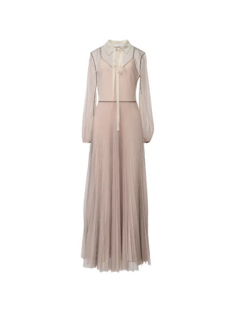 Fabiana Filippi pleated lace-collar maxi dress Neutrals ABD216F127M3440000