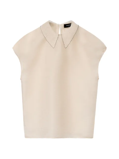 Fabiana Filippi contrast-trimmed lace-collar top Neutrals TPD216F353M3210000