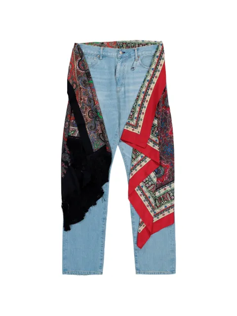 Junya Watanabe MAN paisley-print bandana-panel jeans Blue WQP208