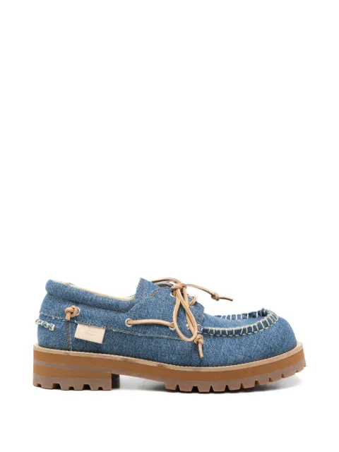 Moschino contrast-stitch denim boat shoes Blue MB10354G0PGS0
