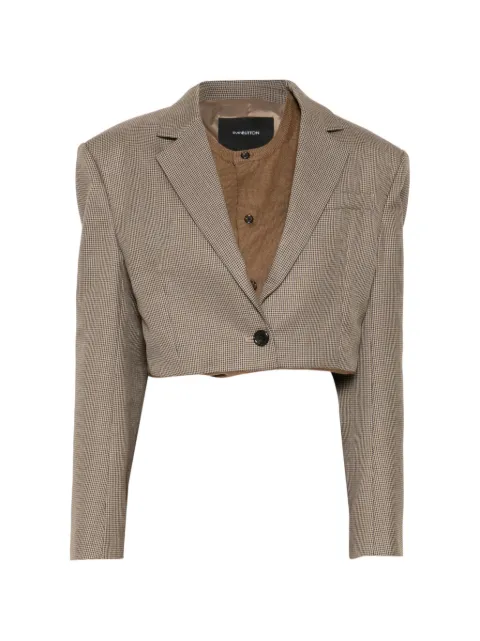 pushBUTTON checked hybrid blazer Brown PB2630101W