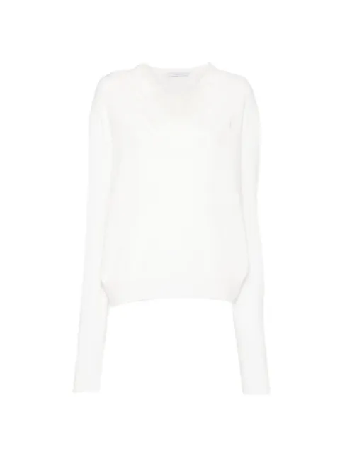 pushBUTTON lace-trim layered sweater White PB2630903W