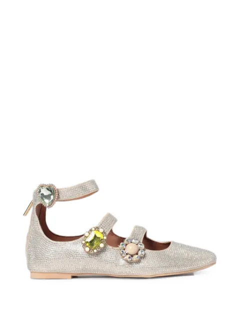 Kurt Geiger London crystal-embellished multi-strap ballet flats Silver 5384614069