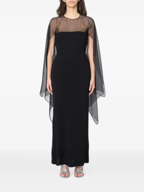 Alberta Ferretti sheer-panelled cape-style maxi dress Black AEF261MV04220124