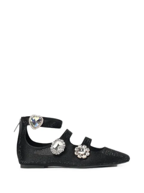 Kurt Geiger London crystal-embellished pointed-toe flat-pumps Black 538460006900