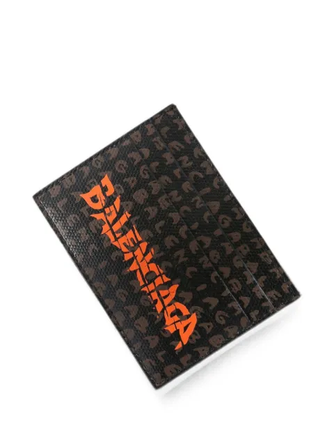 Balenciaga logo-print card holder Brown A0011C2ACQ0