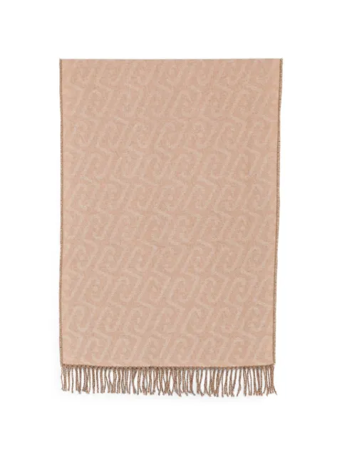 LIU JO monogram-pattern fringed scarf Neutrals 2F6031T2742