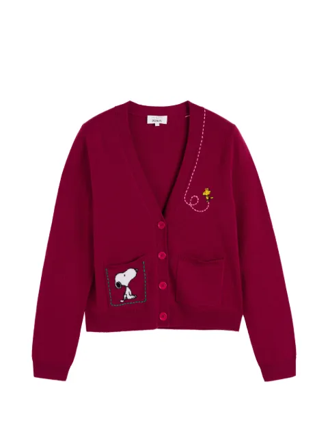 Chinti & Parker Snoopy-intarsia pocket cardigan Red KAW2634CHERRY