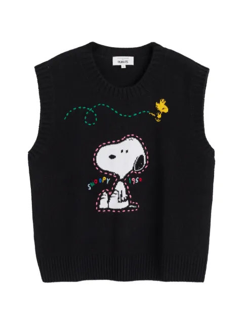 Chinti & Parker Snoopy intarsia-knit sweater vest Black KAW2637BLACK