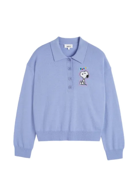 Chinti & Parker Snoopy-embroidered polo top Blue KAW2635BABYBLUE